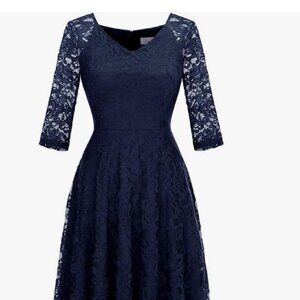 Dressystar Women's Long Sleeve Lace Wedding Guest Dress